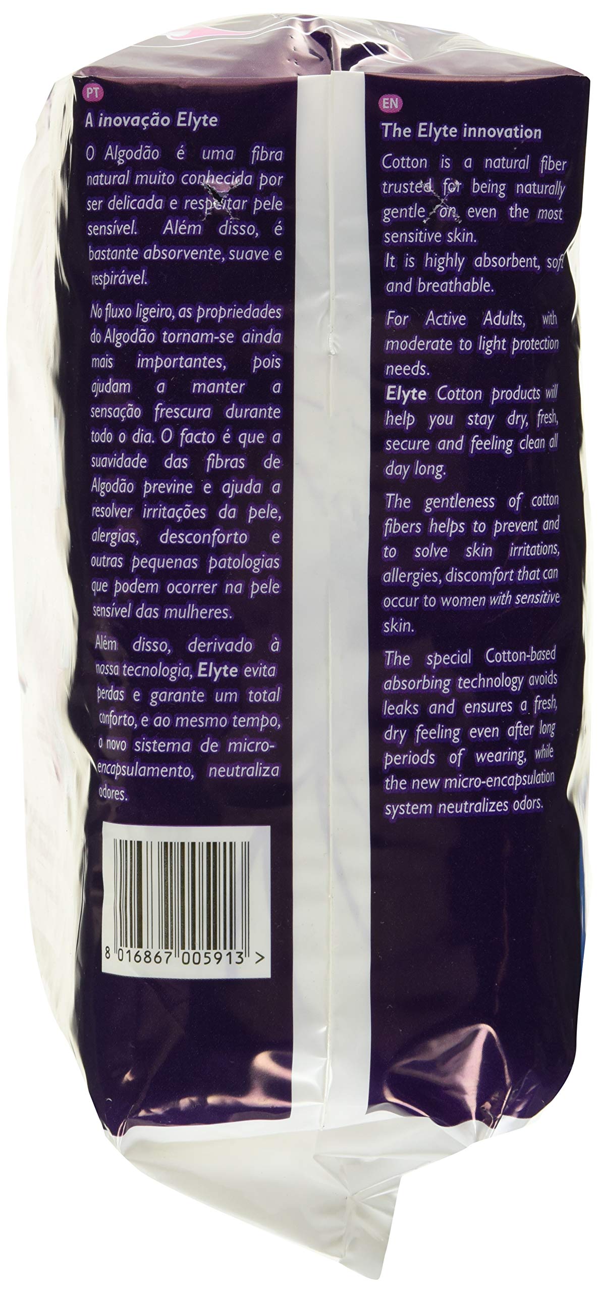 Elyte 100% Pure Cotton Bladder Control Pads-Sensitive Skin Safe, Normal, 24 Count