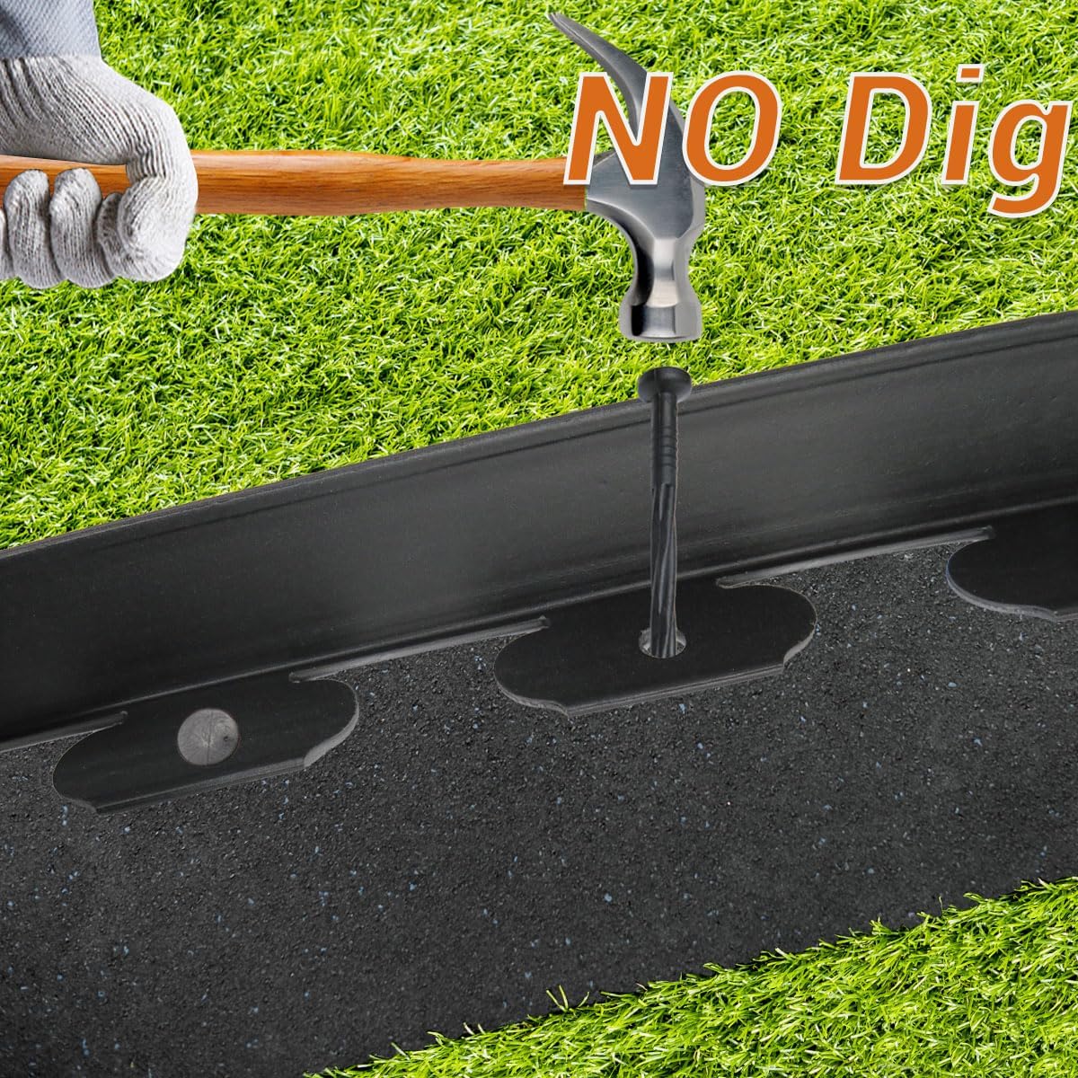 Landscape Edging,66FT Garden Edging with 60 Edging Stakes, Rubber Landscaping Edging, Landscape Edging for Yard, Yard Edging Borders Flower Bed Edging Garden Borders (Black-66FT)