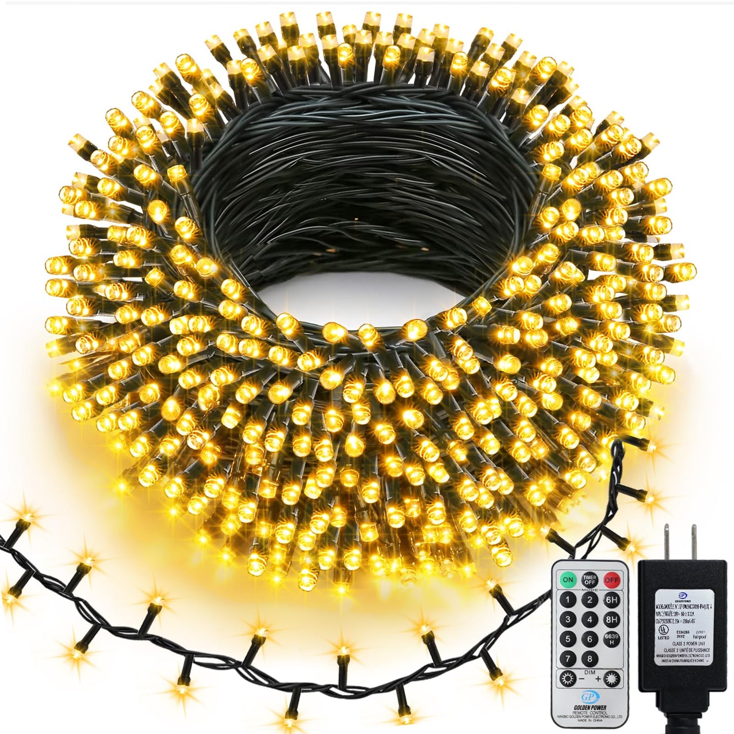 Echosari 400 Led Christmas String Lights Connectable  Extra Long 66Ft Outdoor String Lights End-To-End Plug In With Remote Timer For Garden Patio Tree Decor (Warm White)