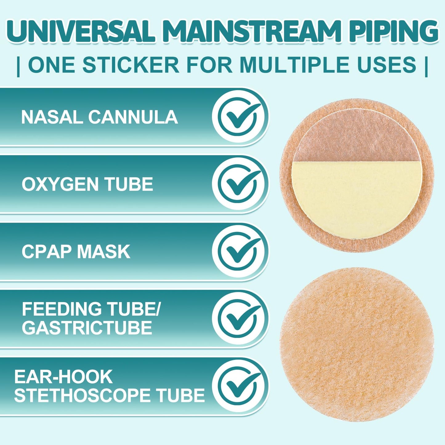 Nuanchu 30 Pair Gentle Adhesive Grip Tubing Skin Fixation Gentle Adhesive Grip Nasal Cannula System Beige Adhesives Pads for Secure Cannula Tubing Hold Skin Friendly CPAP Oxygen Accessories
