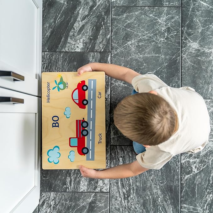 Step Stool for Toddlers- Personalized Wood Kids Step Stool with Name for Kitchen Sink, Bathroom, Potty Training, Toilet, Kitchen Sink- Sturdy and Safe- Made in USA by BloomOwl (Ocean)