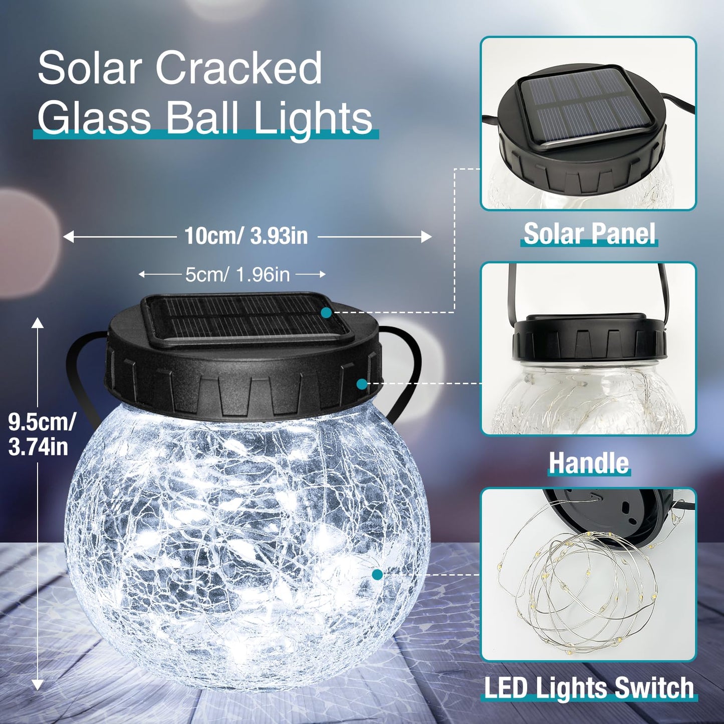 Kolpop Solar Lanterns Outdoor Waterproof 2 Pack  Hanging Solar Lights With 30 Led   ed Glass Hanging Globes For Garden Patio Fence Yard Christmas Tree Decoration  Cold White