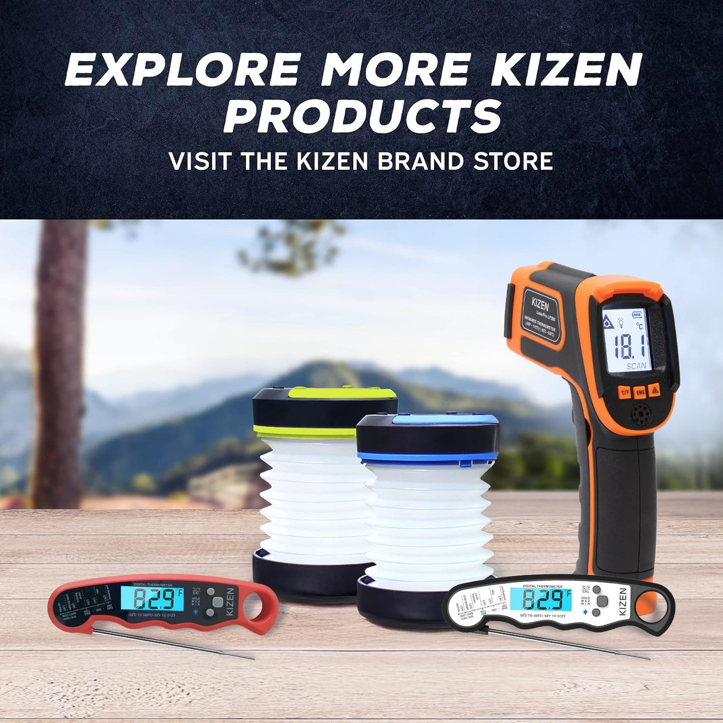 Kizen Infrared Temperature Gun - Handheld Surface Infrared Thermometer for Griddle, Grill, Pizza Oven, Candy, & A/C - Laser Thermometer Gun -58F to 1112F - Surface Temp Gun