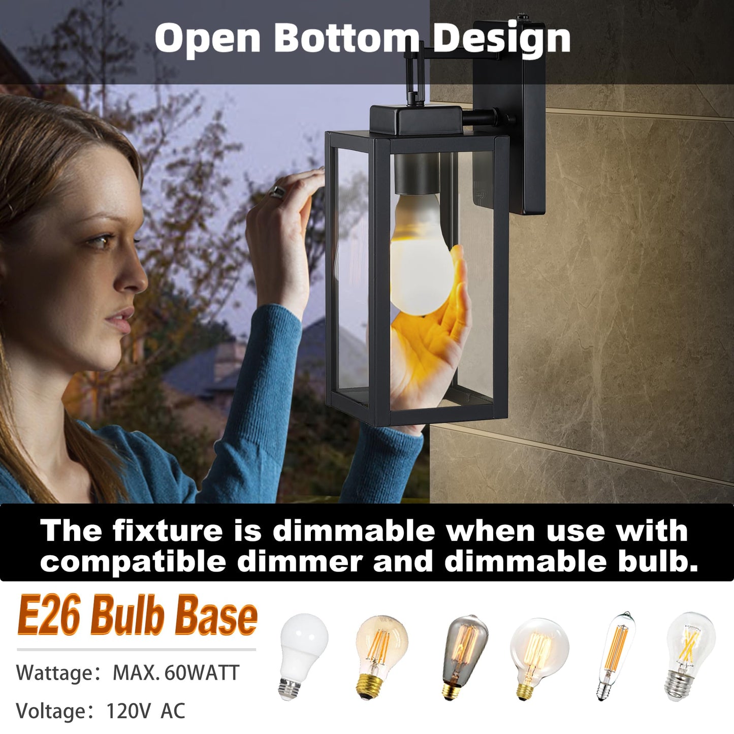 2 Pack 12 Inch Outdoor Wall Lights Dusk To Dawn Exterior Sconce Lights With Sensor Photocell Black Wall Lantern For Porch Patio Garage Dusk To Dawn Outdoor Lighting Set Of 2