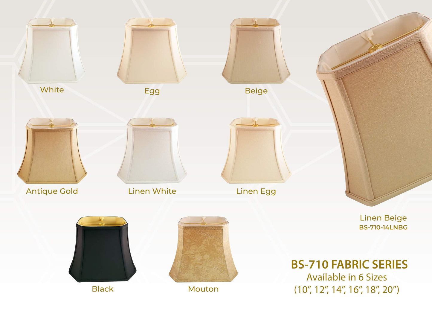 Royal Designs, Inc. Rectangle Cut Corner Lamp Shade, 9 x 16 x 12.25, Faux Silk, Antique Gold, Model BSO-710-16AGL, 2-Pack