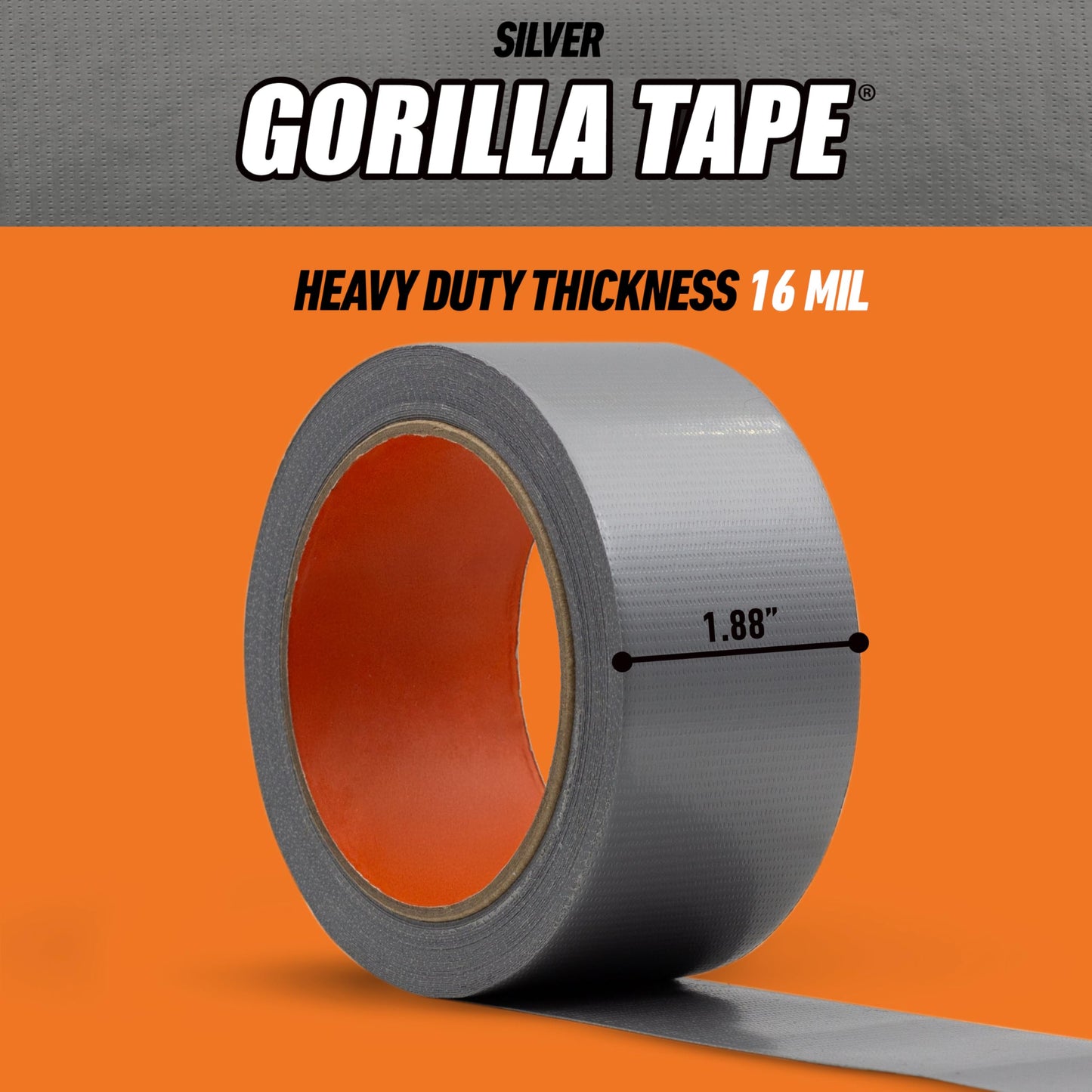 Gorilla Tape, 1.88 in x 10 yd, Silver (Pack of 1) - Duct, Utility, Triple Layer Strength, Indoor & Outdoor, Weather Resistant Shell