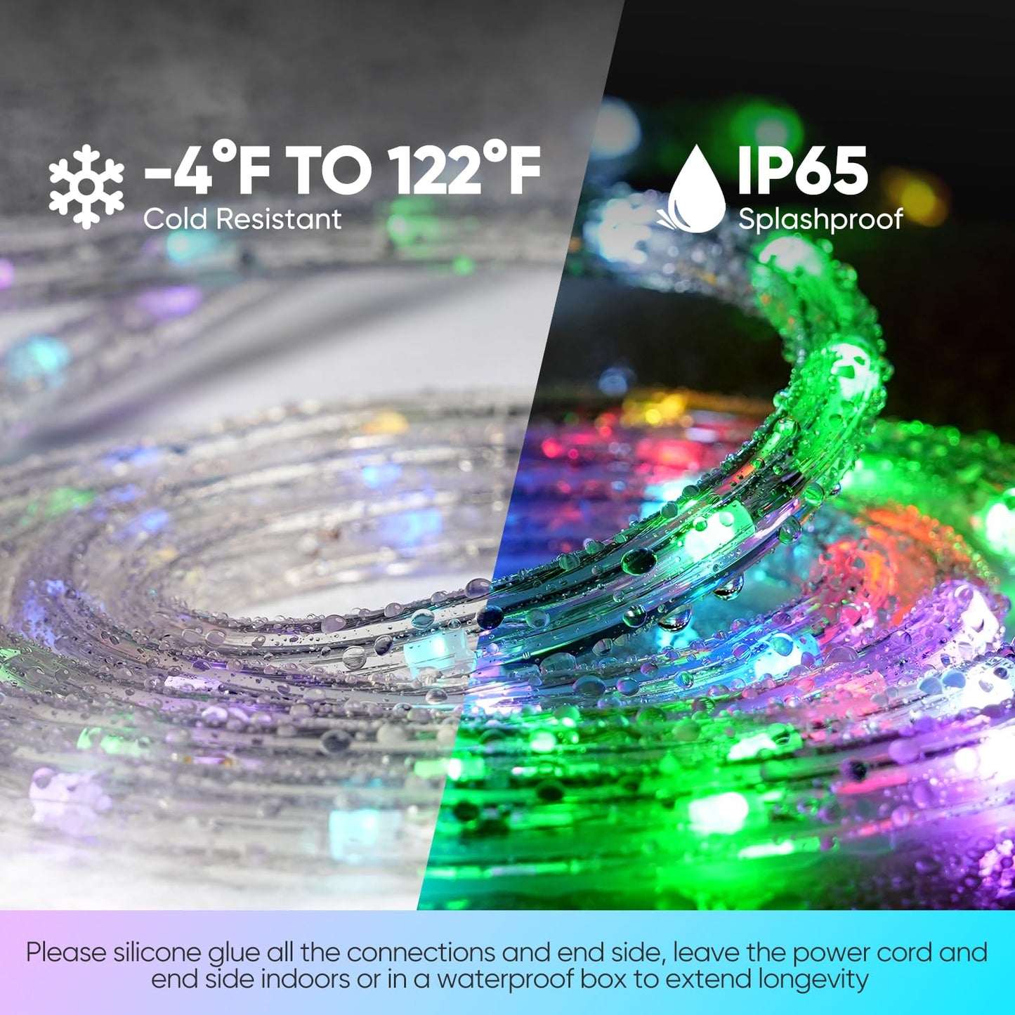 Shine Decor LED Rope Light RGB, Twinkle, 16.4ft, Waterproof Clear Tube, Remote Control, Model MYH-Clear Rope-RGB-5M