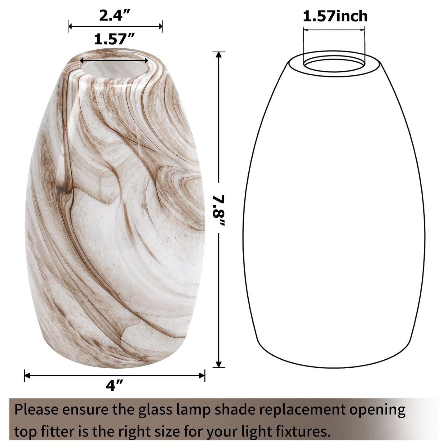 Go&So Honey-Bronze Gradient Flow Pendant Light Shade  7.8H Oval Fixture  1.57 Fitter  3 Pack Kitchen Pendant Lighting Over Island -Hand-Blown Fluid Line Texture For Chandelier Replacement Shades Set