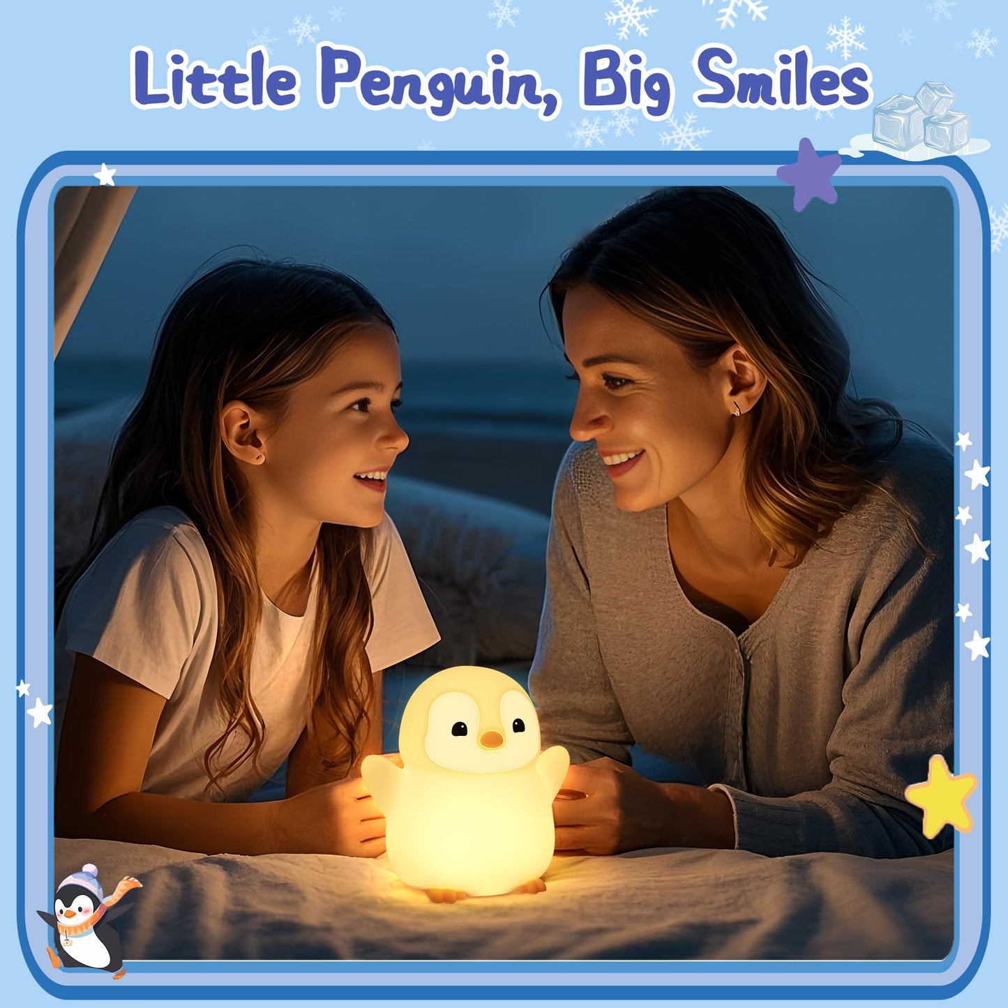 YuanDian Penguin Night Light - Cute Silicone Toy, Warm Color, Model FSYD, Ideal for mature-themeds and Teens, Perfect for Christmas and Birthday Gifts