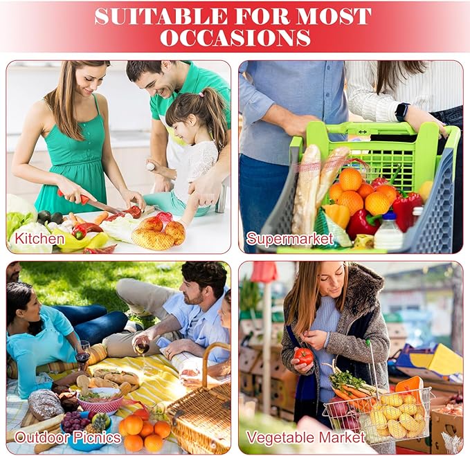 100 Pcs Reusable Produce Mesh Bags,24 Inch Seafood Boil Bags for Crab, Shellfish Cooking, Breathable Onion Potato Storage Net Bag for Vegetables Fruits Seafood