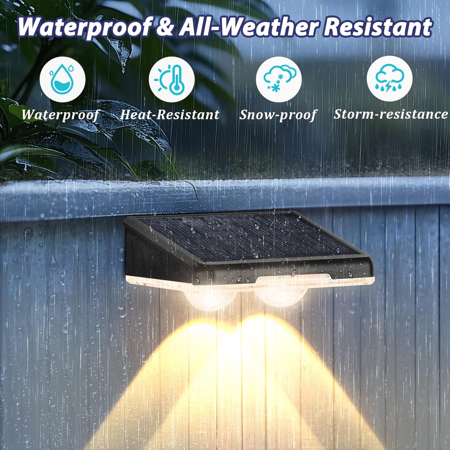 Solar Lights Outdoor Waterproof 4-Pack  Backyard Led Fence Lighting Outside Solar Powered With 3 Modes (3000K/4500K/6500K) For Deck  Step  Stairs  Balcony  Yard  Patio  Walkway  Pathway  Railing