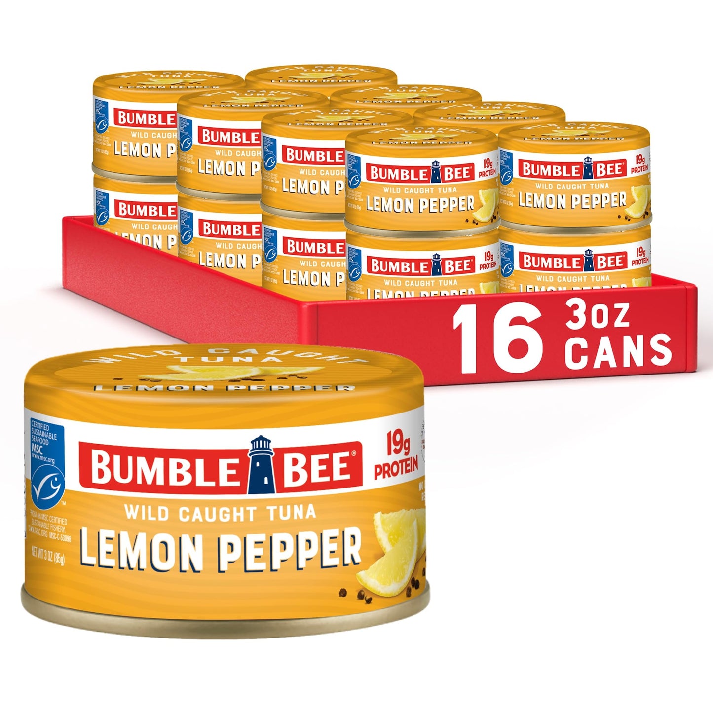 Bumble Bee Snackers - Lemon Pepper Tuna, 3 oz Easy Open Can - 19g Protein per Serving - Wild Caught Skipjack Chunk Light Tuna Pa