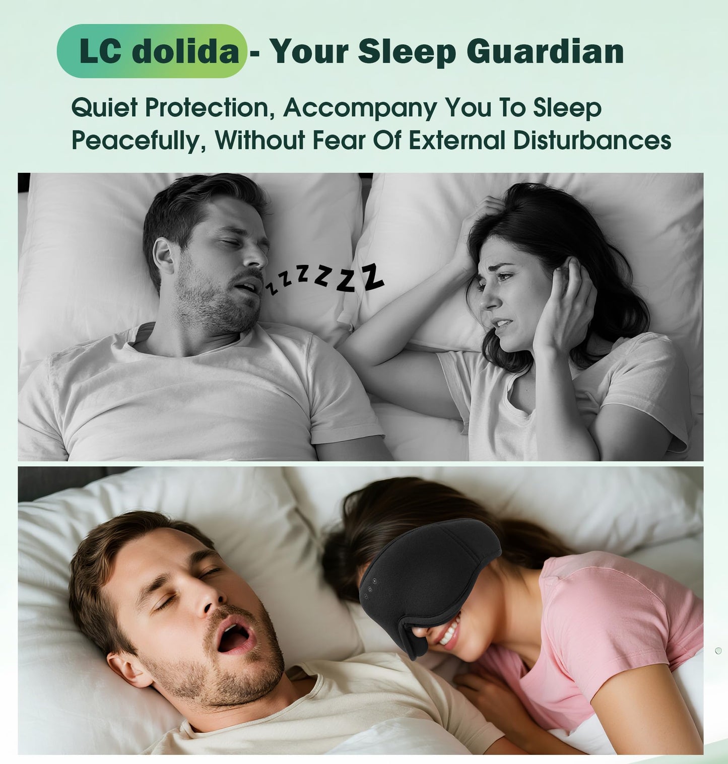 3D Bamboo Cotton Sleep Mask with Headphones Bluetooth 5.4, LC-dolida 2025 New Bluetooth Sleep Mask Headphones for Side Sleepers Women Men, Sustainable Luxury for Better Sleep