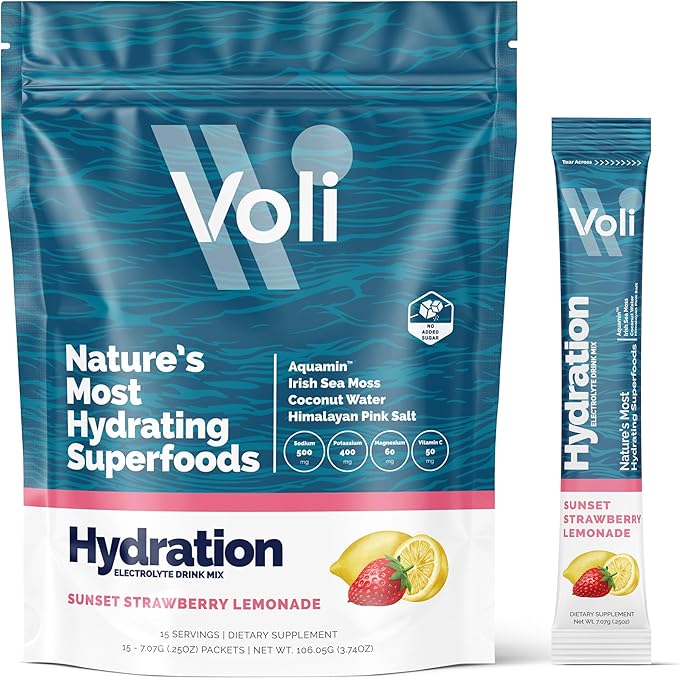Voli Electrolytes Powder Packets | No Added Sugar Electrolyte Drink Mix for Hydration | Keto & Fasting Friendly, Natural S...