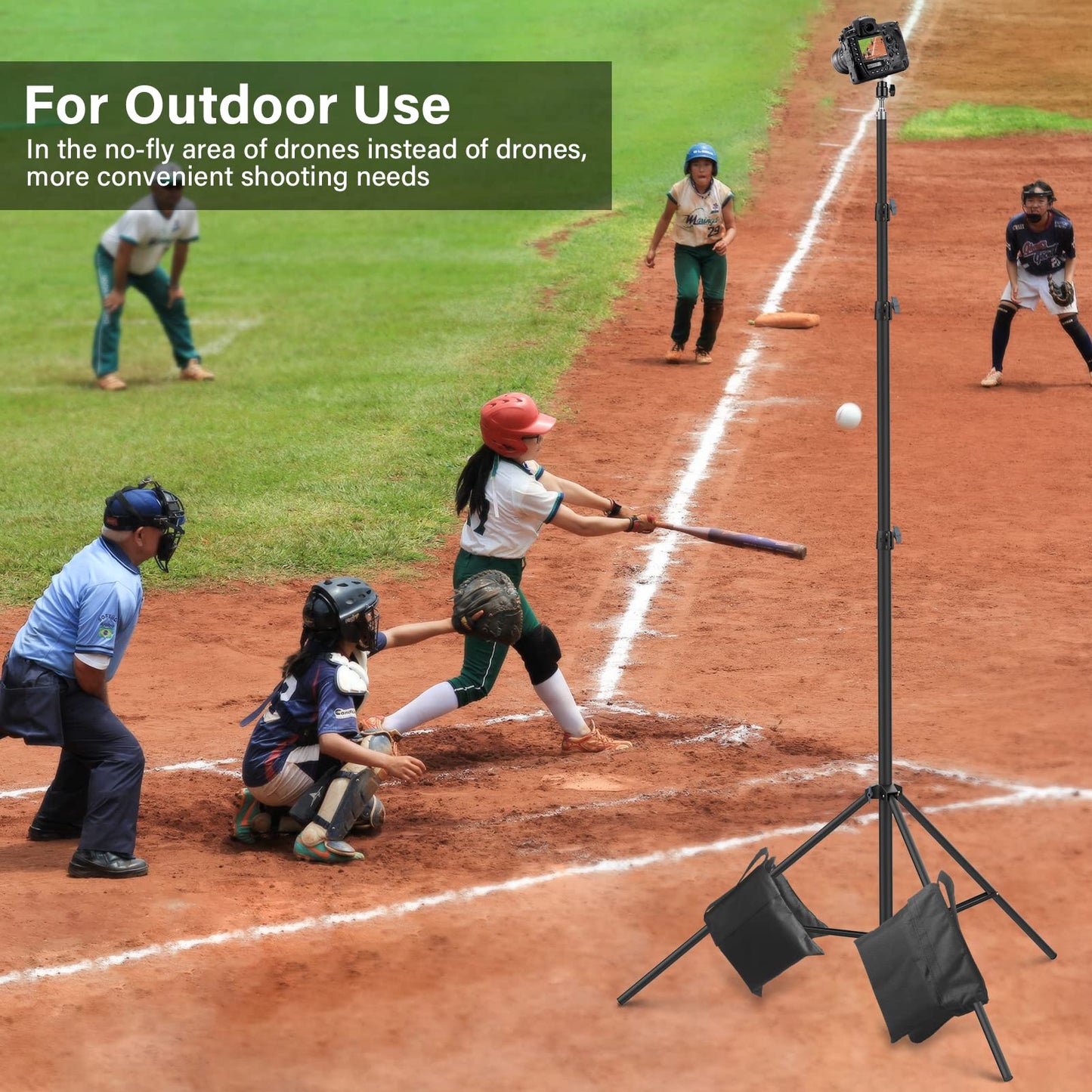 16.4' Sky High Tripod Tall Video Camera Sports Tripod Stand, Sdfghj 16.4ft/197inch/500cm Heavy Duty Photography Light Stand for Filming Recording Gopro Sport Game Photo