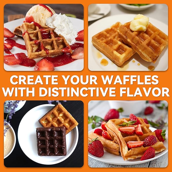 Baker's Friend Mini Waffle Maker Flip, Belgian Waffle Maker Thick, Rotating Waffle Maker with Browning Control, Waflera Electrica, Waffle Irons Non Stick Surface, With Recipe & Brush, Stainless Steel