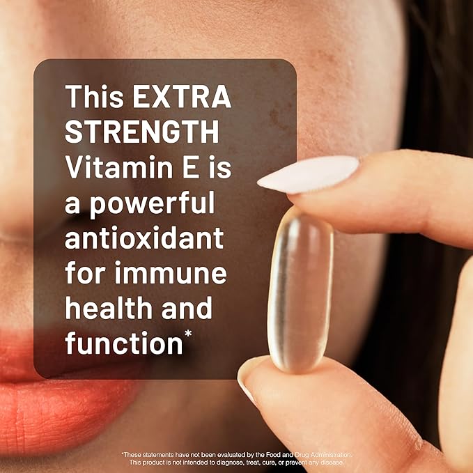 NatureWise Vitamin E 1000 IU Softgels (450mg dL-Alpha) - Vegan, Gluten-Free, Soy-Free, Non-GMO Antioxidant Dietary Supplement for Skin, Heart, Eye, and Immune Health Support - 60-Day Supply, 120 Count
