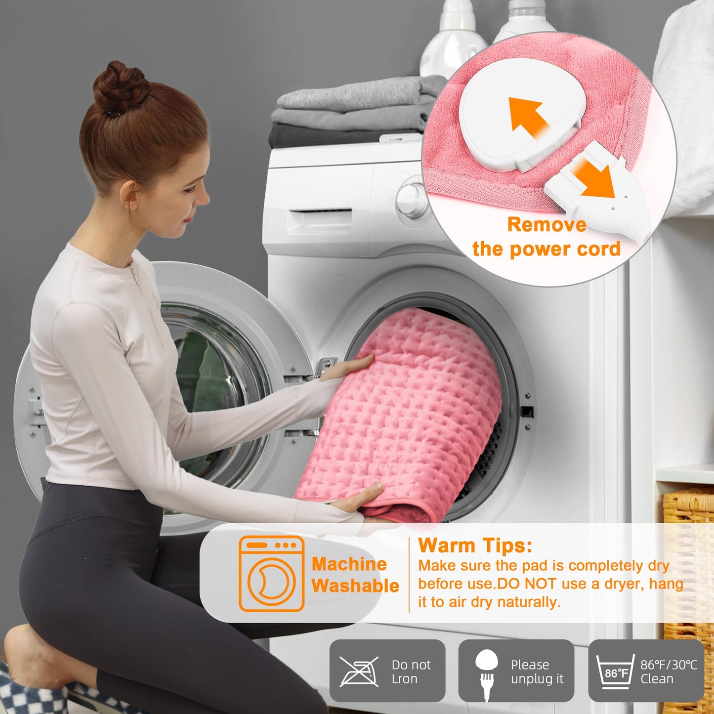 Deepsoon Heating Pad,Electric Heating Pads for Back,Neck,Abdomen,Moist Heating Pad for Shoulder,Knee,Arms,Legs,Dry/Moist Heat & Auto Shut Off,Christmas Gifts for Men and Women,BabyPink,24x12 Inch