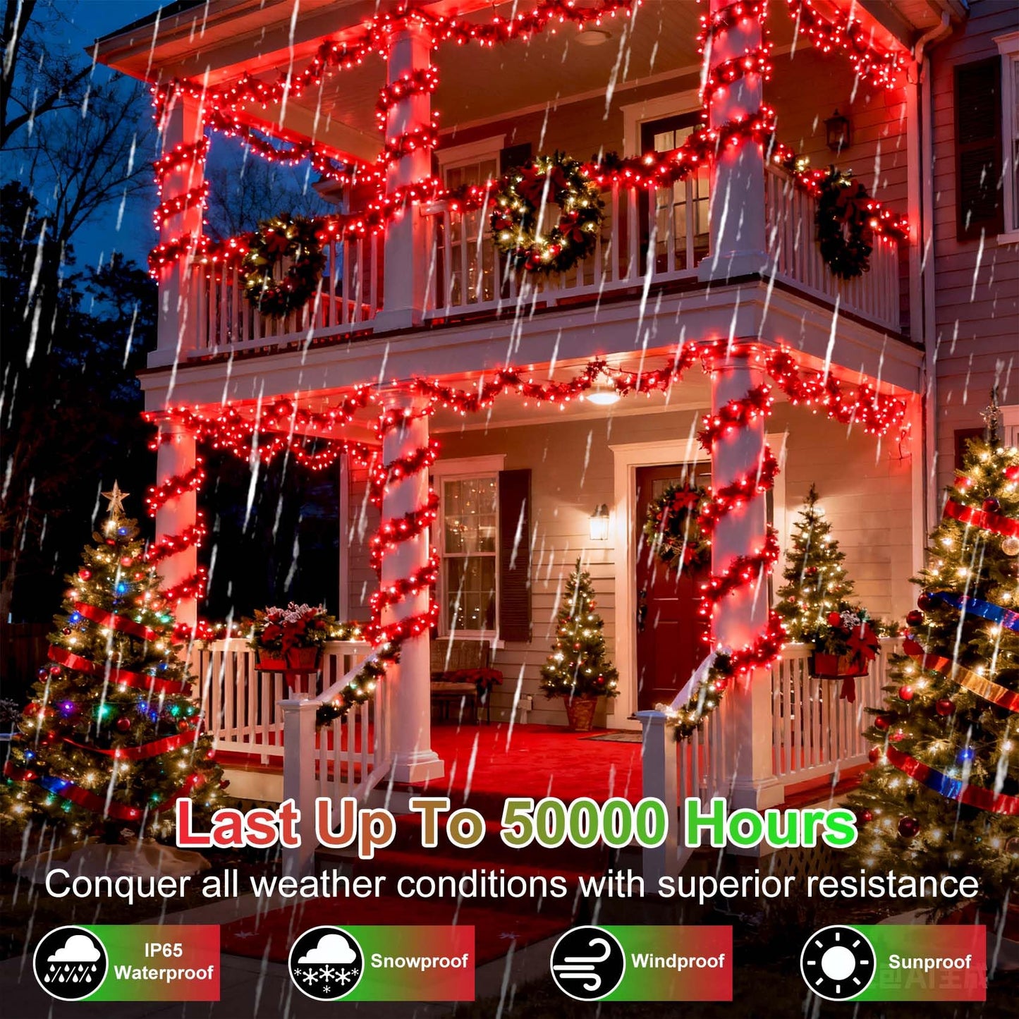1500 Led 470Ft Christmas String Lights Outdoor  12 Pro Modes And Timer Memory & Brightness  Plug In Waterproof Clear Wire Twinkle Light For For Xmas Yard Tree Wedding Party Decor (Red)