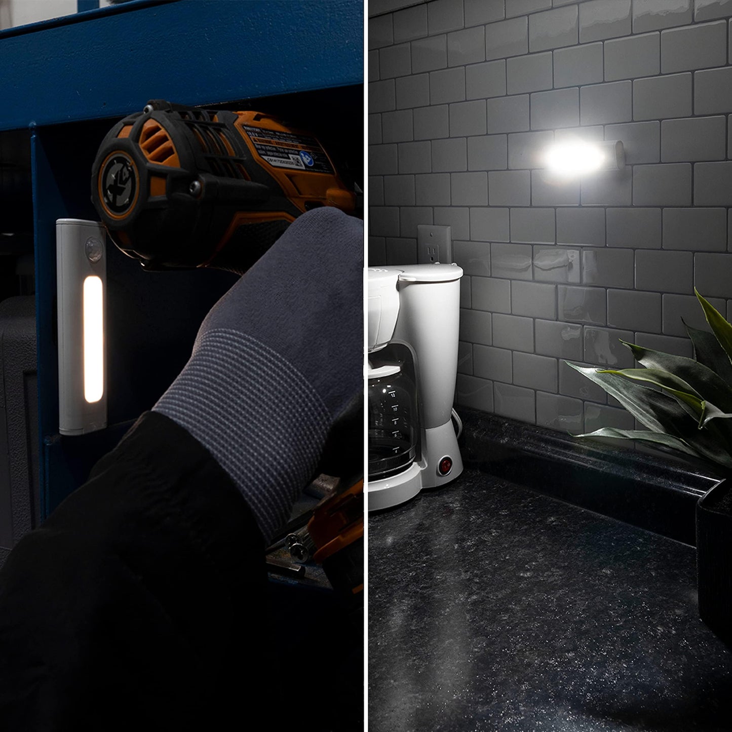 large online retailer Basics Led Stick On Lights, Wireless Motion Sensing, 2 Pack, White, Model 59428, Battery Operated, Portable Under Cabinet Lighting