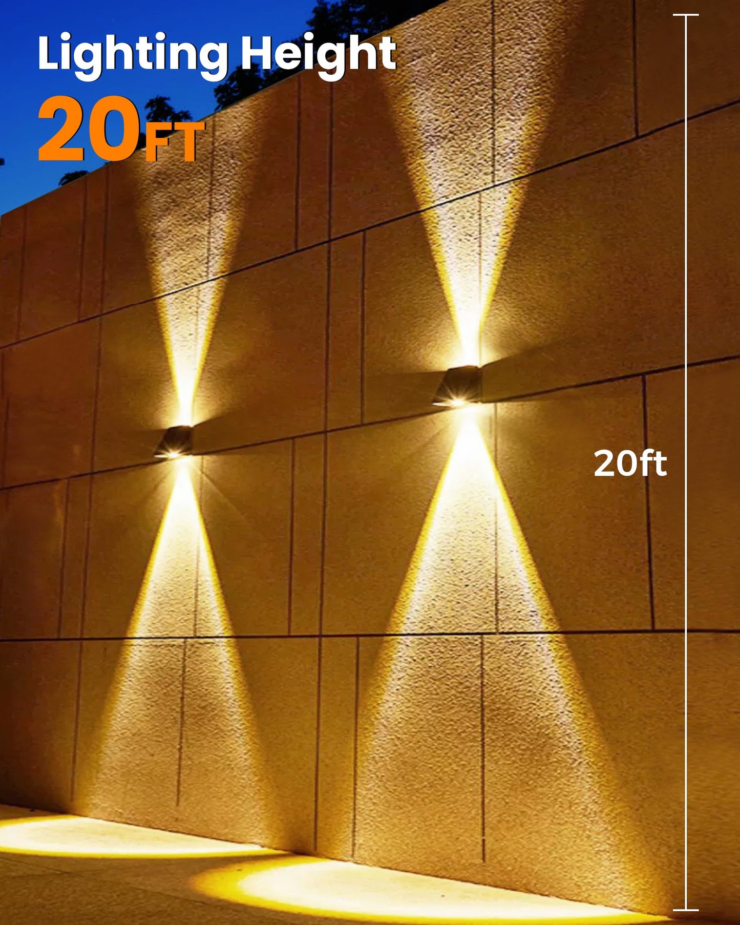 LUHLEE Solar Wall Lights Outdoor, 2000 mAh, IP65 Waterproof, Dual Color, 2-Pack, Model MDC150405