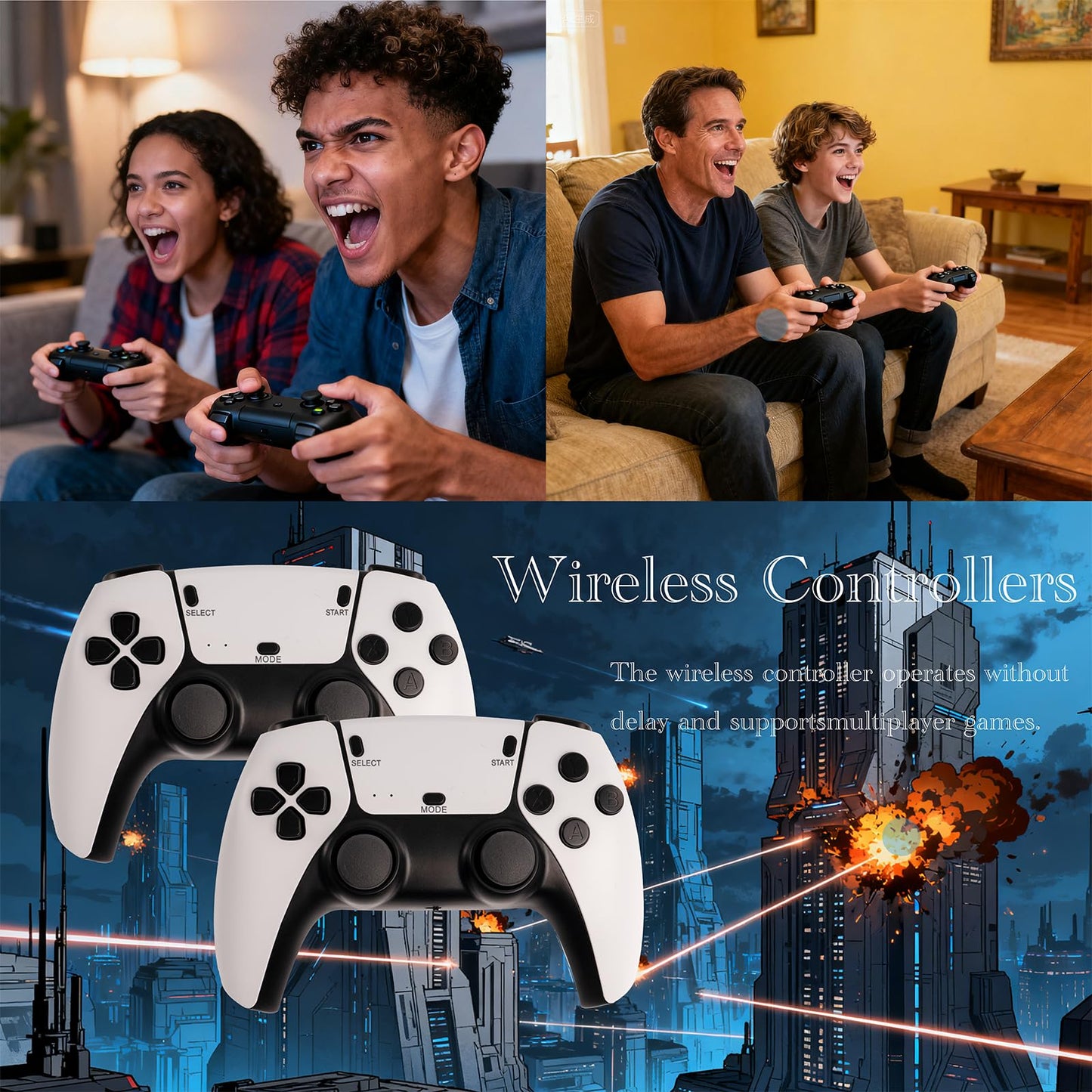 Retro Game Console Plug and Play Wireless Video Gaming Stick, Built-in 40,000+ Games &23 Emulators Retro Gaming Console, Upgraded Dual 2.4G 4K HDMI Wireless Game Controllers (128 GB)