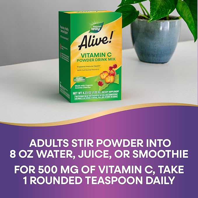 Nature's Way Alive! Vitamin C Powder Drink Mix from Organic Acerola, 4.23 oz.