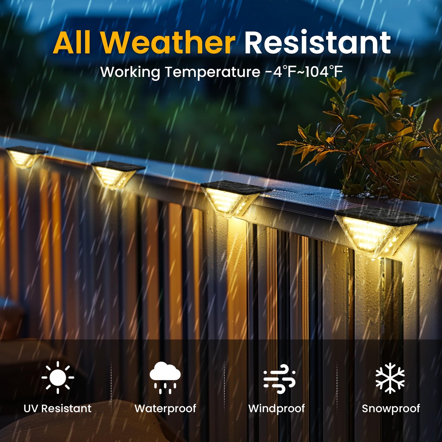 Solpex Solar Deck Lights Outdoor Solar Step Lights For Outside Two-Sided Fence Lights With 33 Leds Waterproof Ip65 For Garden Fence Deck Steps Stair Porch(6 Pack Warm White)
