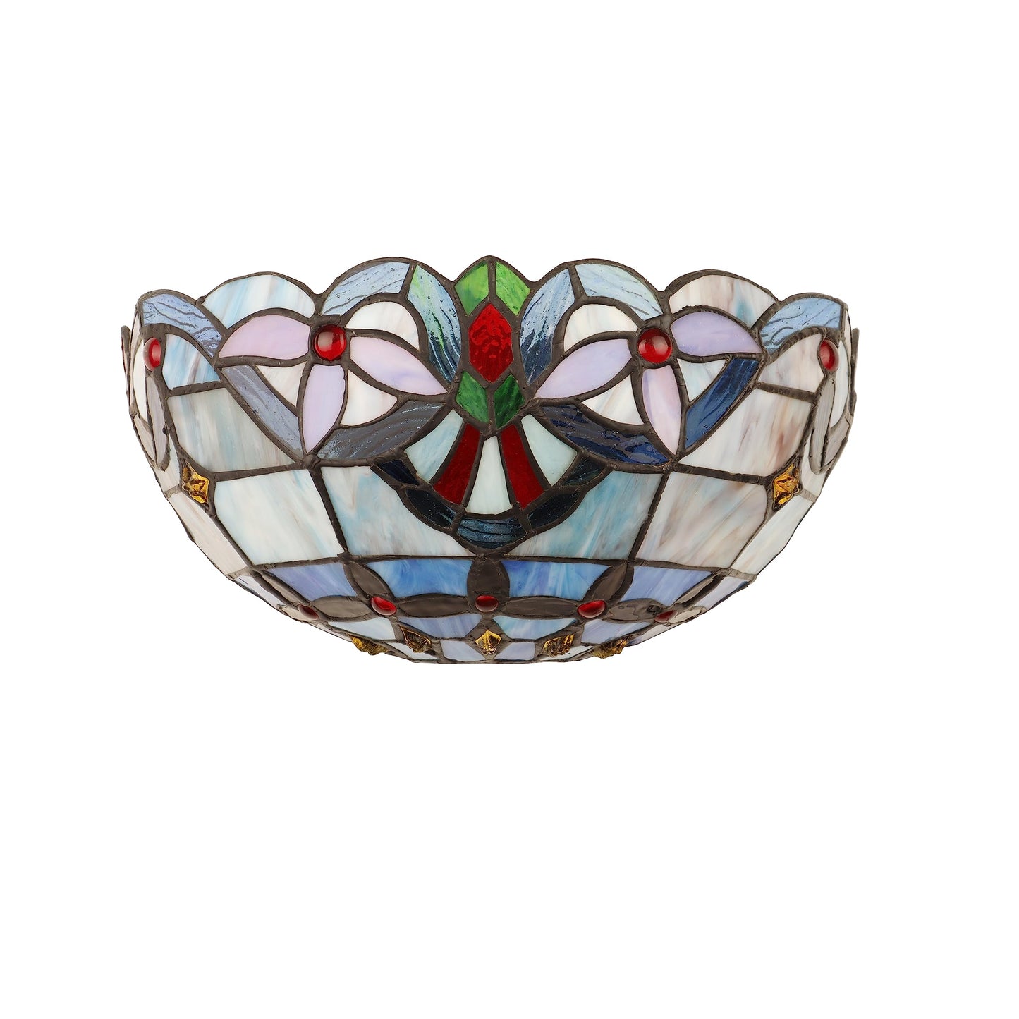 Chloe Lighting Wall Sconce, Victorian-Style, 1-Light, Dark Bronze Finish, 12in Stained Glass Shade, Model CH3T381VB12-WS1