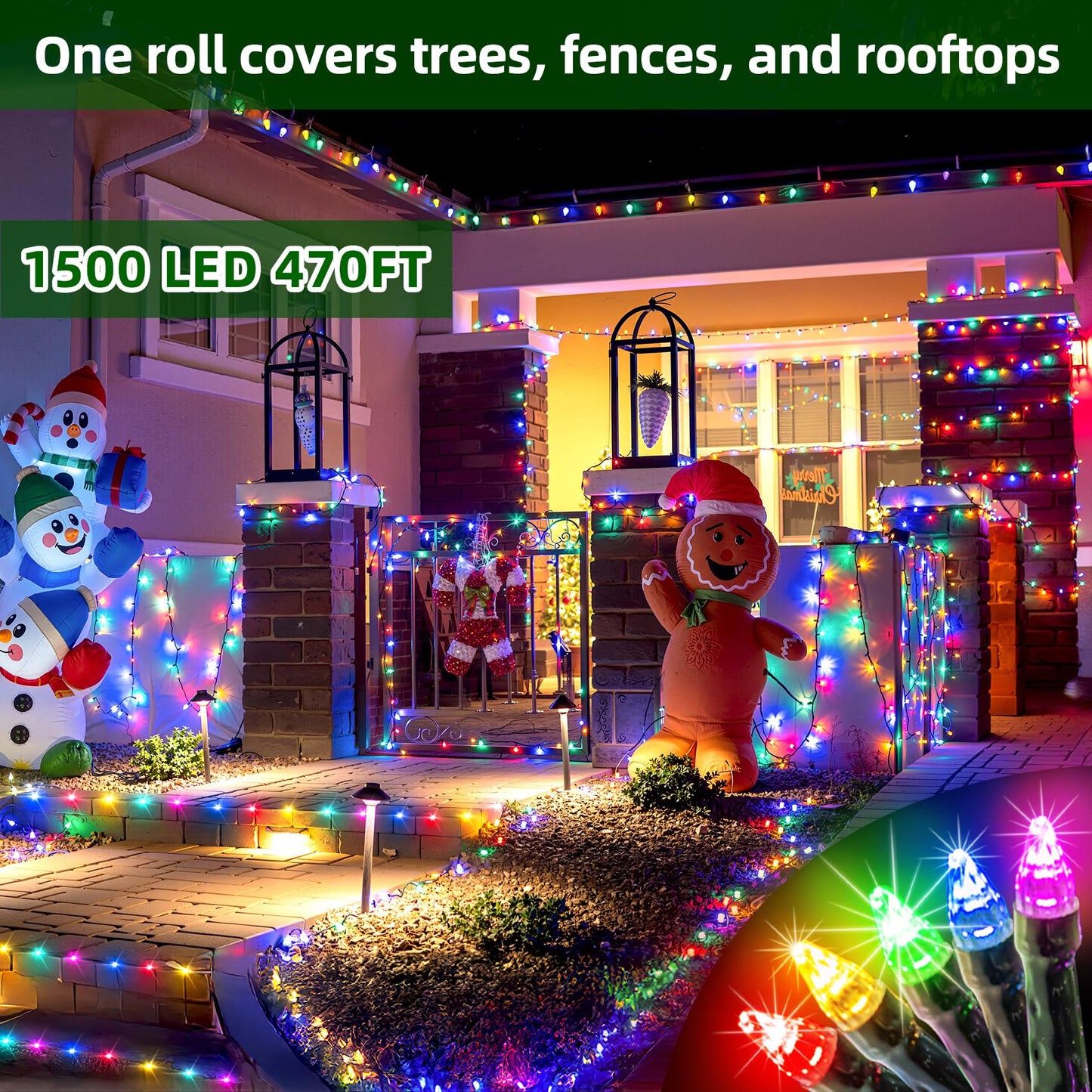 Quhuatu 750 Led 240Ft Christmas Lights Outdoor 12 Lighting Modes Christmas String Lights With Timer  Dimmable Multicolor Led Stringlights Waterproof For Yard Tree Wedding Party Holiday Multicolor