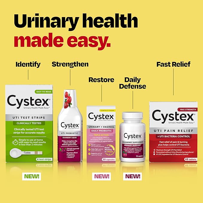 Cystex Urinary Tract Infection Support & Prevention – Cranberry Prebiotic Supplement with D-Mannose & Vitamin C for UTI Protection & Urinary Health Maintenance, (7.6 oz, 2 Pack)