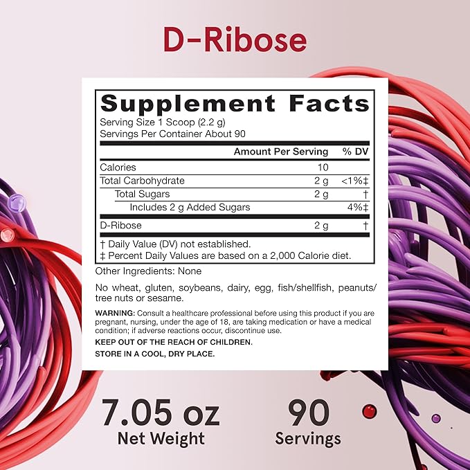 Jarrow Formulas D-Ribose 2 Grams, Dietary Supplement, Fitness Support, Muscle Recovery and Endurance, 7.05 oz, Up to a 90 Day Supply