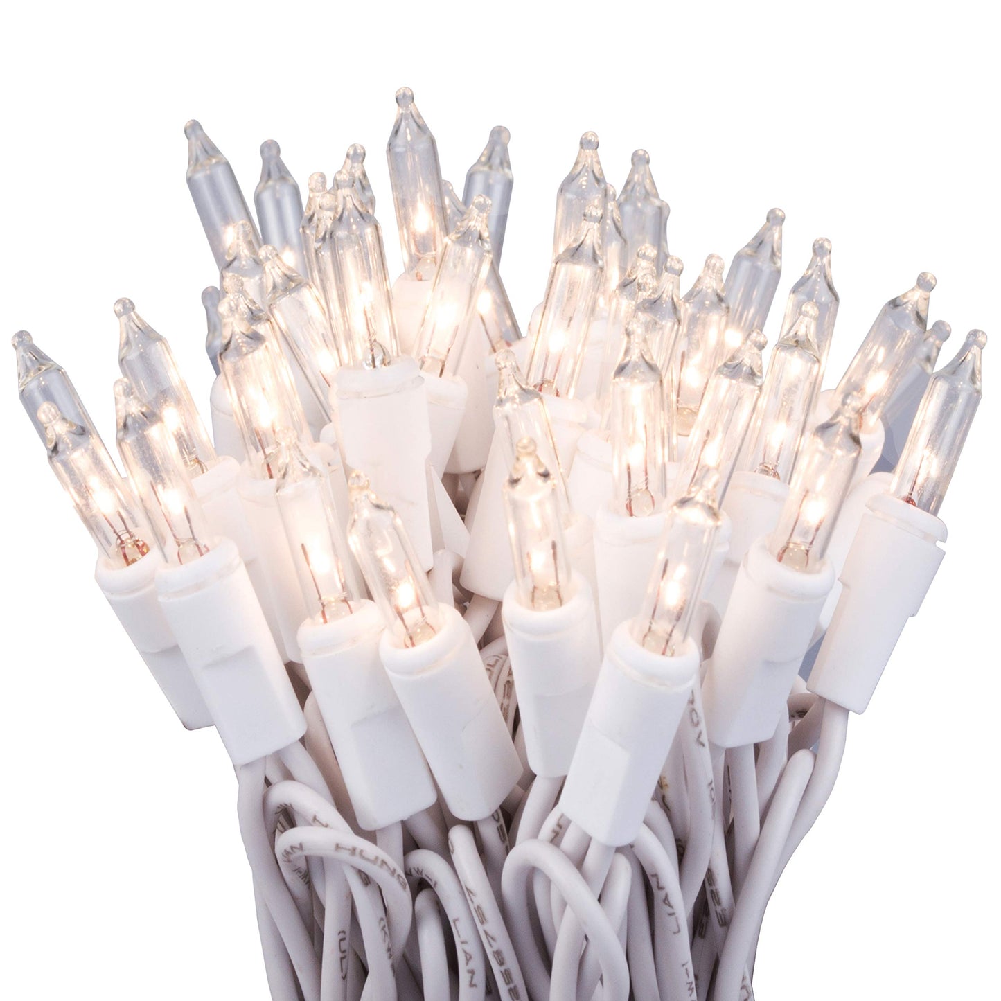 612 Vermont Christmas Lights, 100 Clear Lights on White Wire, UL Approved, 18ft Lighted Length, Indoor/Outdoor Use