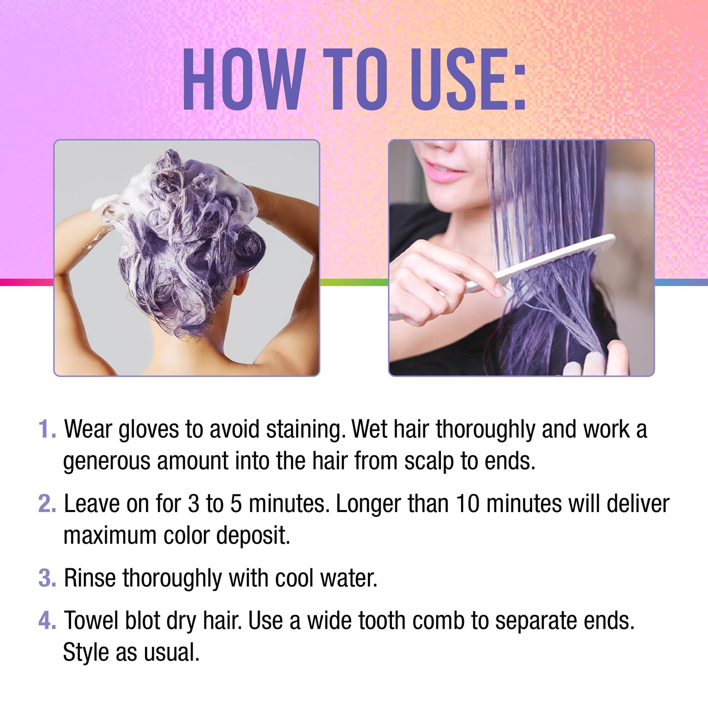 Punky Colour 3-in-1 Color Depositing Conditioner & Hair Cleanser - Lavenderapturous, Semi Permanent Hair Color Conditioner, Long