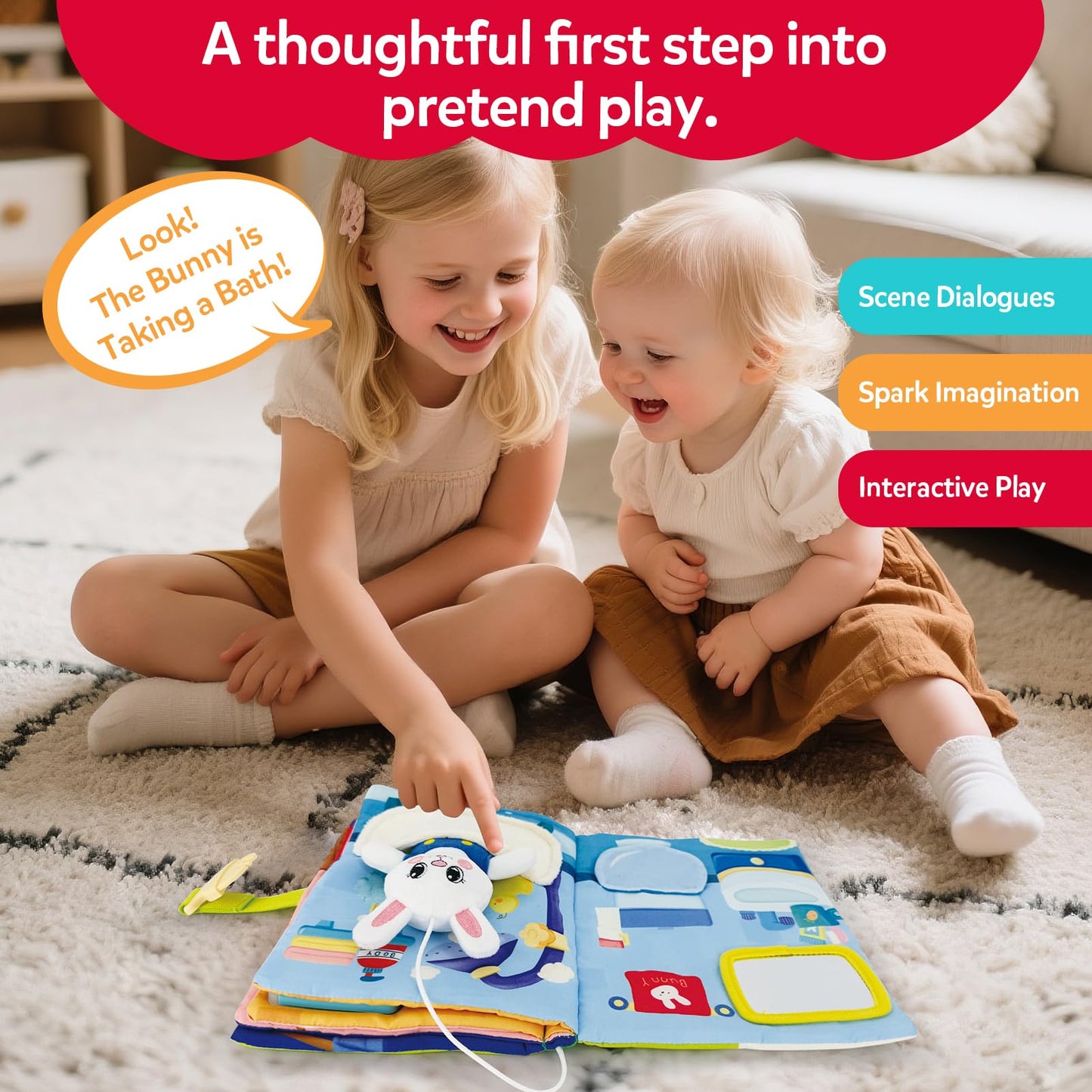 CuteZone Montessori Busy Book for Toddlers 1-3,Busy Board with 12 Sensory Activities & Fine Motor Skills,Travel Toys for Airplane Car,Educational Learning Gift for 1 2 3 Year Old Boys Girls