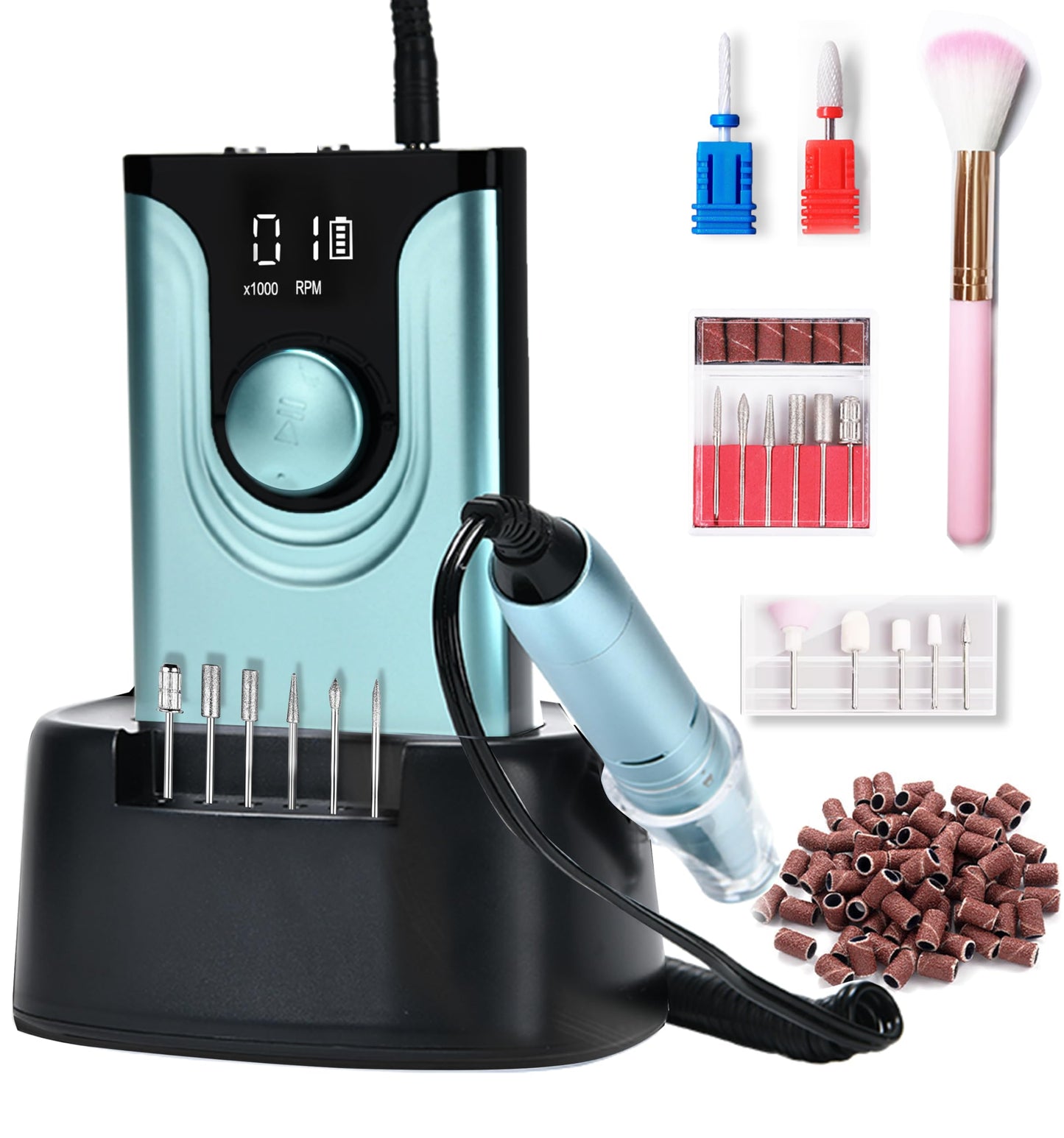 Lumcrissy 65W Nail Drill for Acrylic ,Pro High Tech Fast Removal Electric Nails Drill Kit ,Rechargeable Nail Drill Machine Profe
