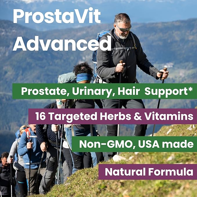 ProstaVit Saw Palmetto for Men, Prostate Health Supplements for Men, Urinary & Hair Health Supplement: Pumpkin Seed Extract & Pygeum bark +14 Herbs & Vitmains. Prostate Supplements 60 Capsules