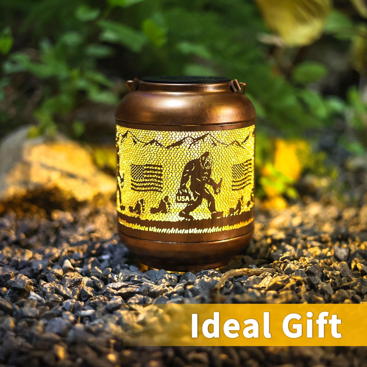 Bigfoot Solar Lanterns Outdoor Waterproof Hanging Solar Lights Big Foot Sasquatch Birthday Gifts For Women Men Metal Decoratives Led Lantern For Patio  Backyard  Porch  Yard  Lawn  Garden Decor