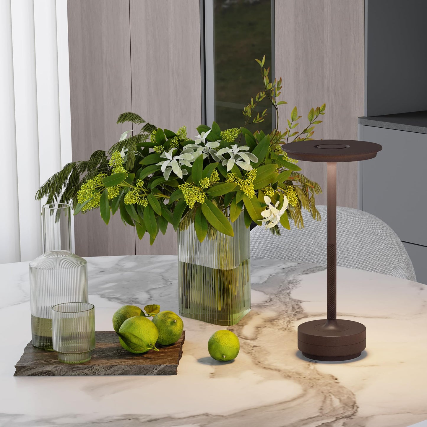 TBBGA Rechargeable Table Lamp, 5000mAh, 3 Color Stepless Dimming, Aluminum, Portable, Rust, Model T106C