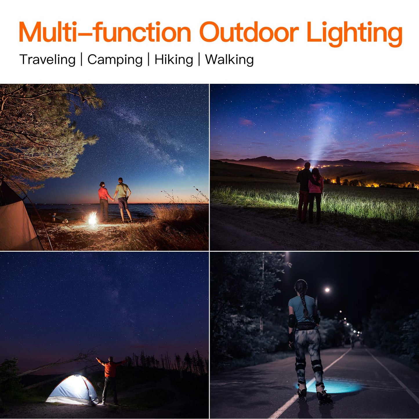 BUYSIGHT Rechargeable Handheld Spotlight 100000 Lumens Aluminum Alloy Golden Model B743-G