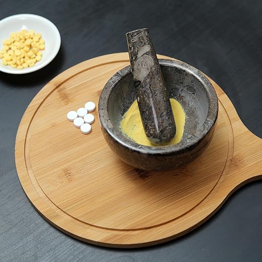 Exquisite Marble Mortar and Pestle Set - Your Ultimate Kitchen Essential for Grinding Spices, Making Guacamole, Salsa, Pesto, and Crushing Pills (Oceanic, Bowl Shape (5"))