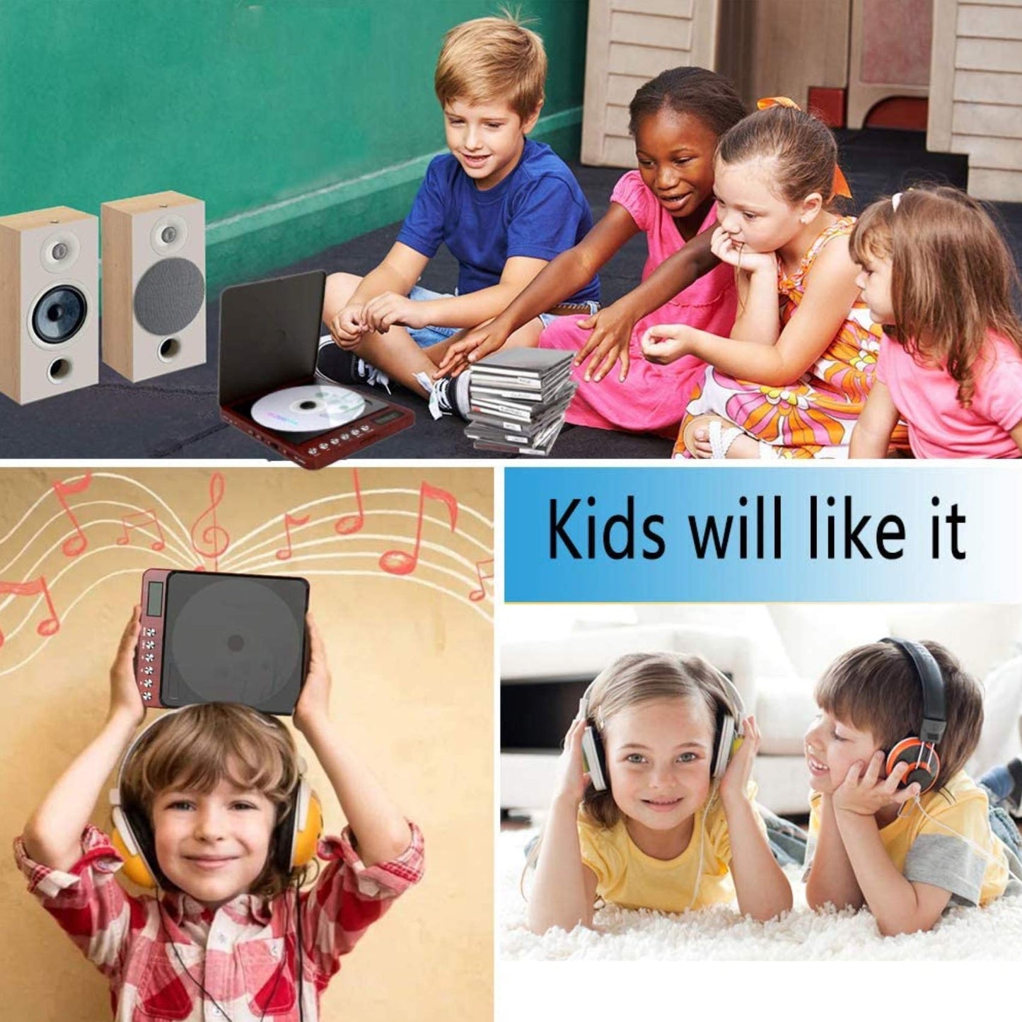 Portable Cd Player With Headphones, Monodeal Cw605 Compact Design Cd Player With Lcd Disply, Anti-Skip Personal Player For Car,