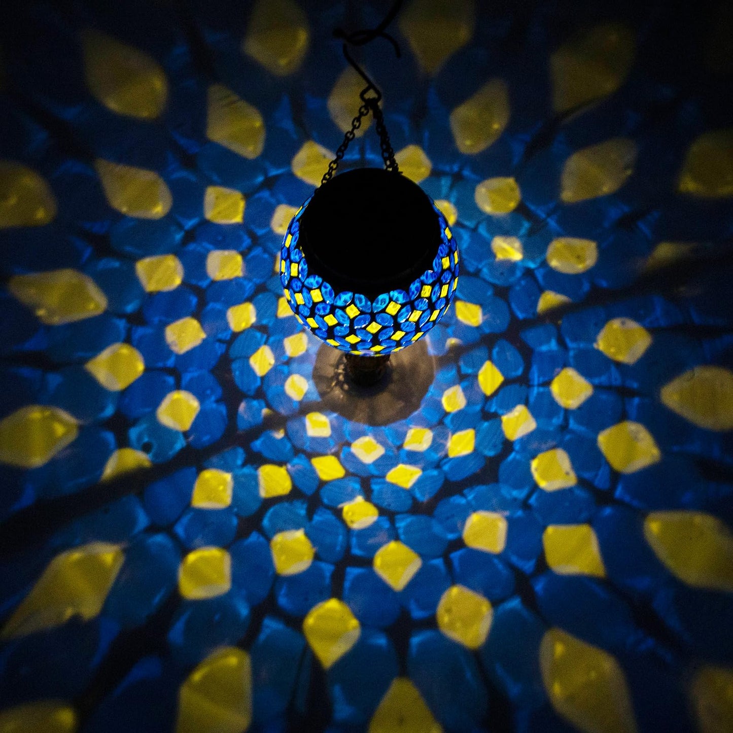 Dreamskip Mosaic Hot Air Balloon Solar Lantern With Flickering Flame  Blue Mosaic Hanging Solar Lantern Lights Outdoor Waterproof For Garden Patio Gifts For Women Mom Grandma