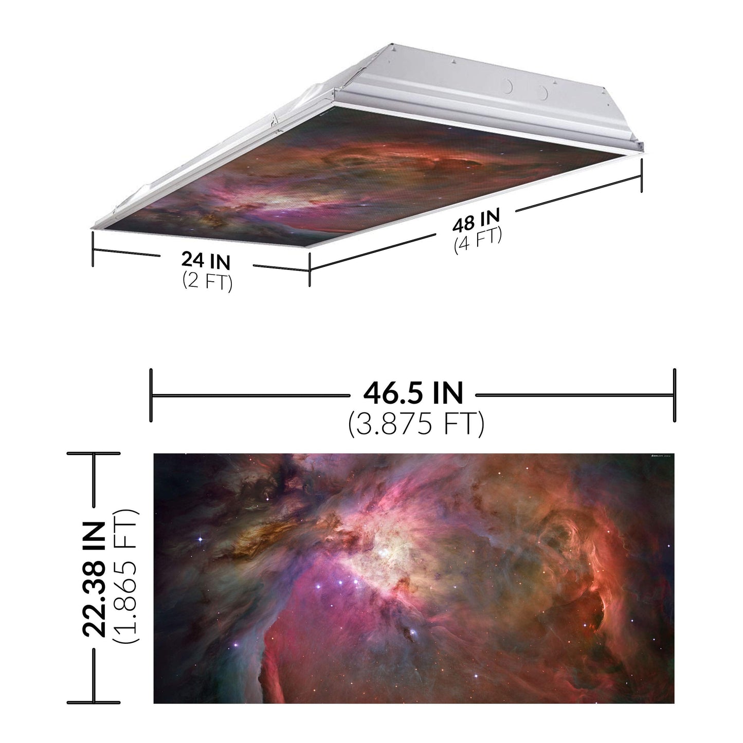 OCTO LIGHTS Fluorescent Light Cover enhanced Backlit Film Insert 2x4in Interstellar Gases Model 005 Pack of 1