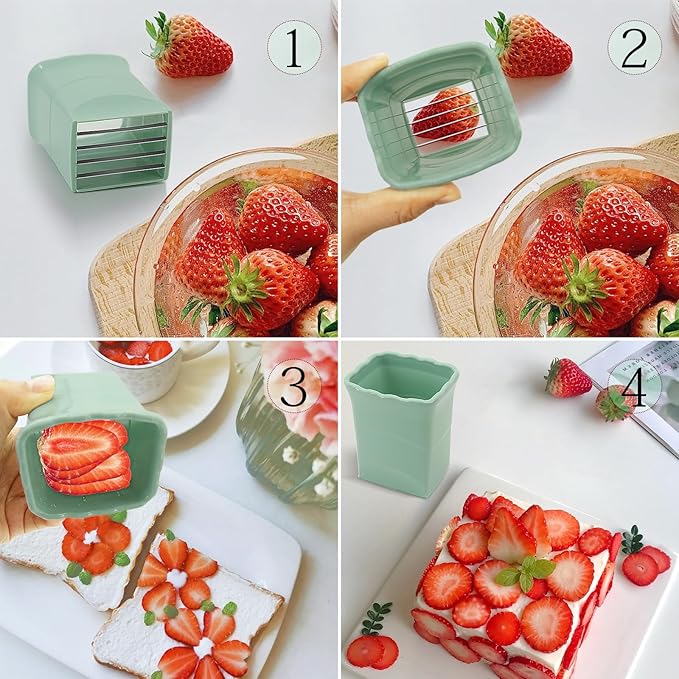 3Pcs Strawberry Slicer Cup：Fruit Slicer Cup for Strawberry Egg Banana Mushroom Cucumber Kiwi and Veggie Salad Speed Cutter the Kitchen Portable Slicing Tool (3Pcs)