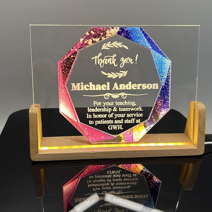 Custom Engraved Acrylic Employee Recognition Award – Personalized Appreciation Trophy for Corporate Excellence – Desk Display Plaque with Free Customization (Style #8)