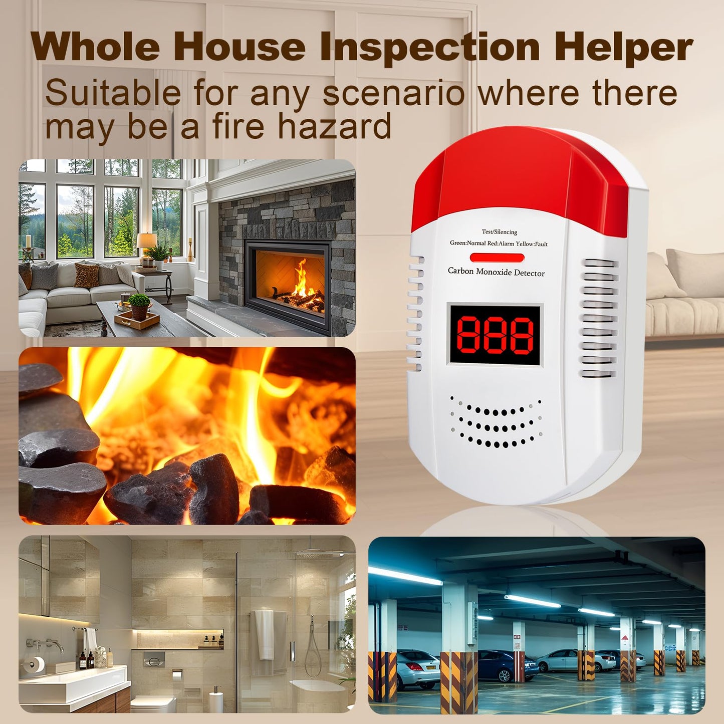 Carbon Monoxide Detector Plug in Wall CO Monitor Alarm Detectors with Digital Display Sound and Light Warning for Home Workplace and Travel Safety Precautions Essential