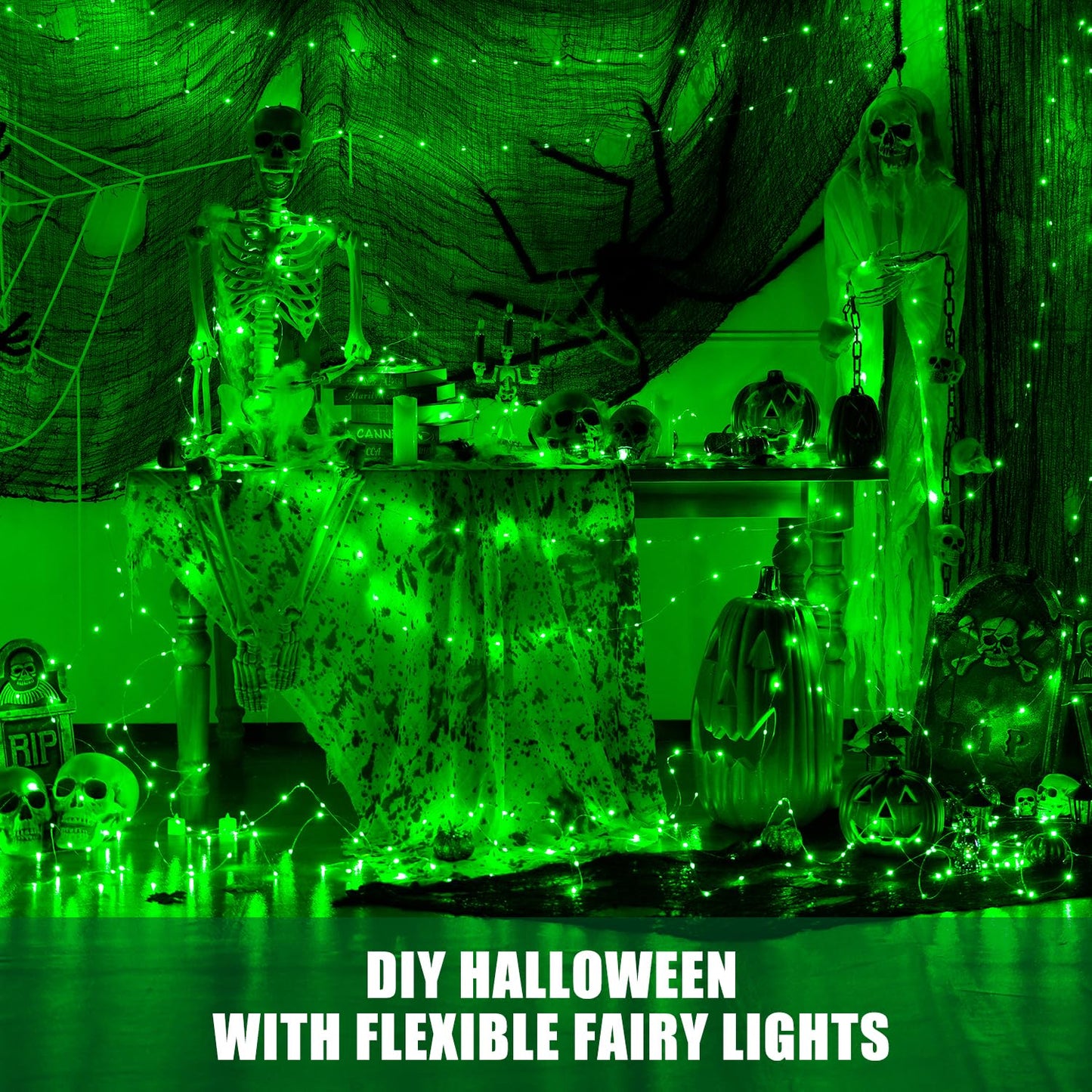 Jmexsuss 2 Pack 100 Led Green Fairy Lights, 66Ft Battery Operated Twinkle String Lights With Remote, 8 Modes For St PatrickS Day, Halloween, Xmas