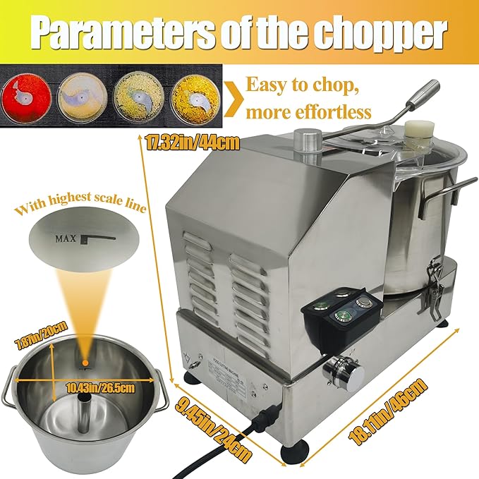Food Processor Electric Vegetable Chopper Meat Grinder 9L Stainless Steel Vegetable Blender Meat Cutter Adjustable Speed Commercial Food Chopper 110V