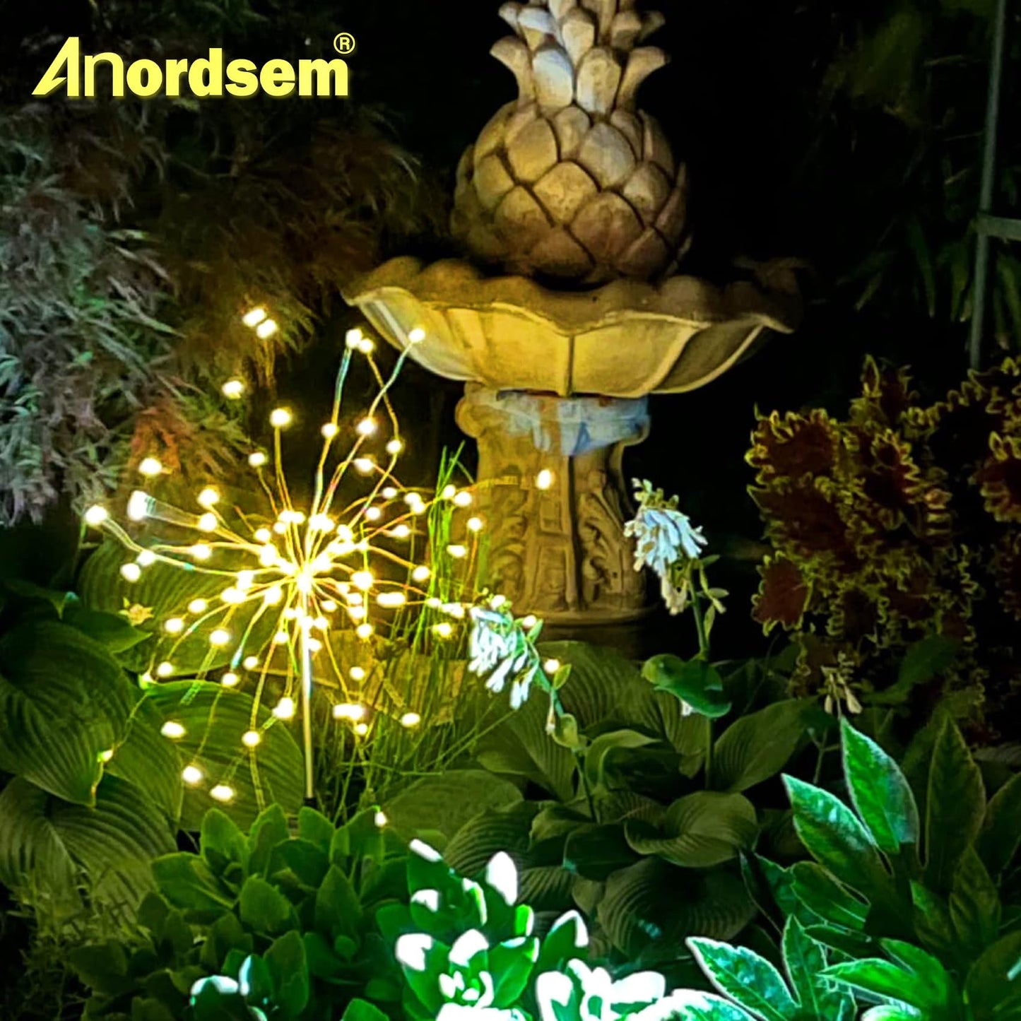 Anordsem Solar Garden Lights Outdoor:4 Pack Bendable Copper Wire With 120Led Firework Beads - Waterproof Diy Warm Decorating Yard Garden Patio - Christmas Gifts For Homeowner Family